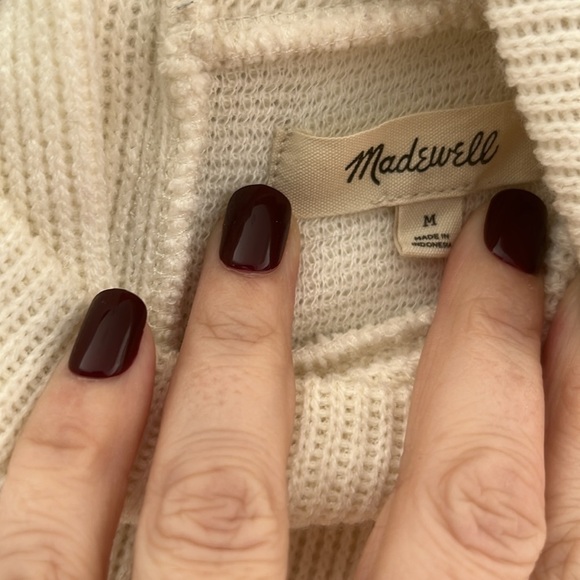 Madewell Mockneck button-back top in cream - Picture 5 of 8